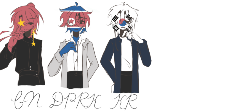 画了瓷，朝，韩的半拟形象🤓-拟人圈