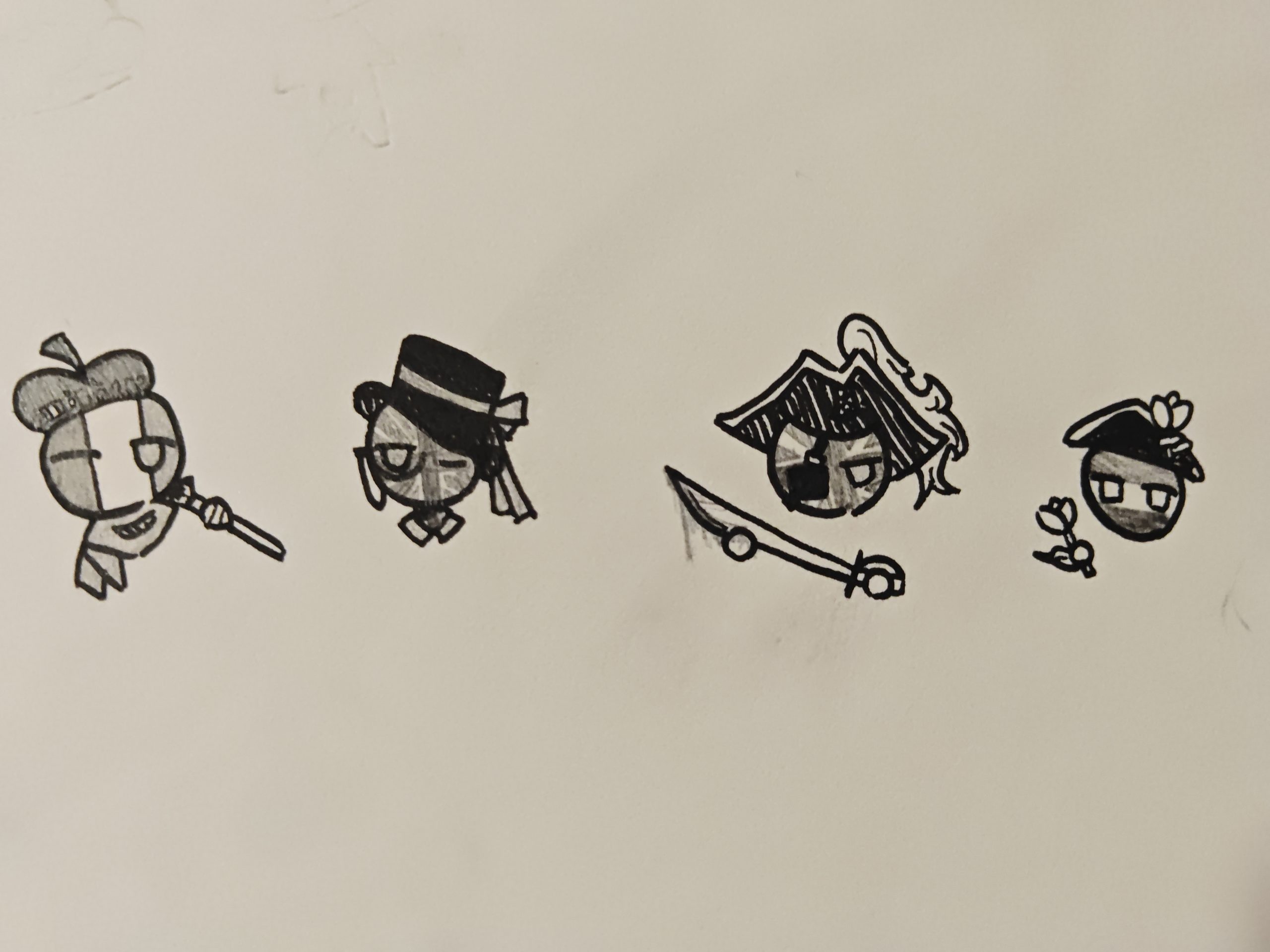 随手画了四个洋人。小小的-拟人圈