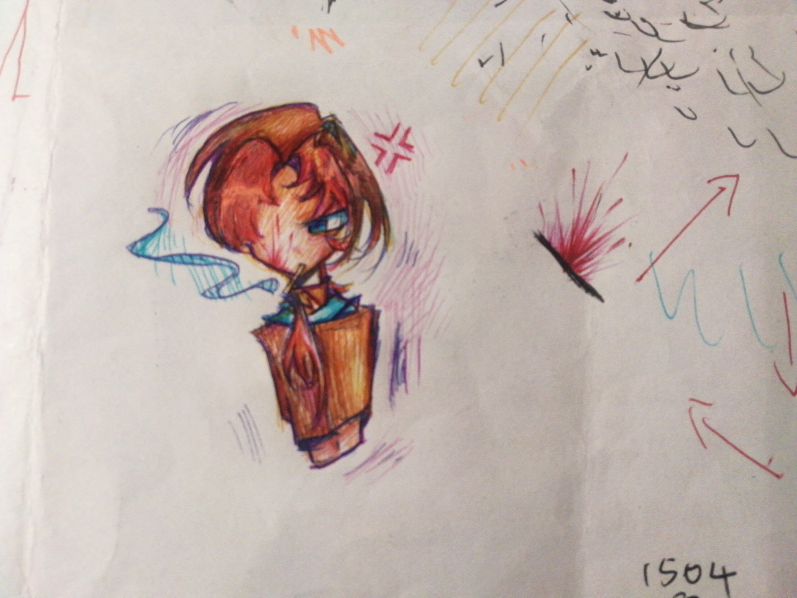 大概就是没招了吧，左边那个因为涂色涂的太杂了，显得很乱，所以就想拿丙烯笔盖住，结果给我纸划破了-拟人圈