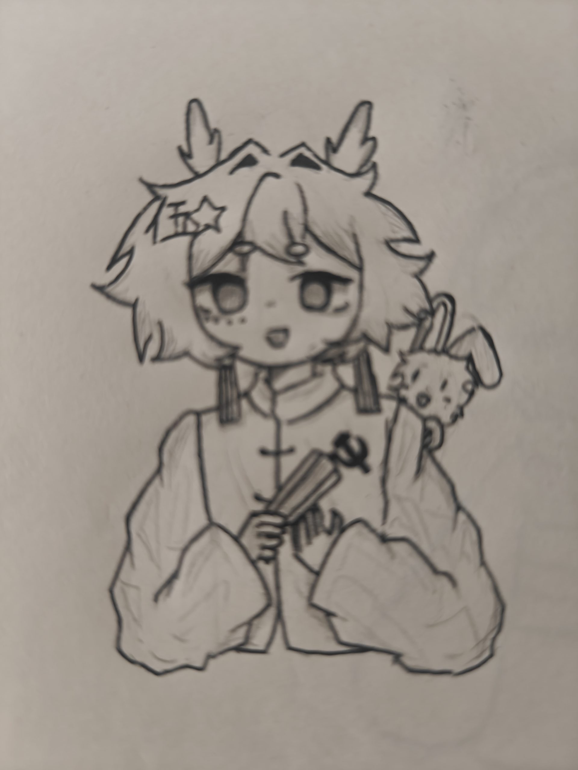 上课摸鱼，一个瓷爹线稿(我是勾线废)-拟人圈