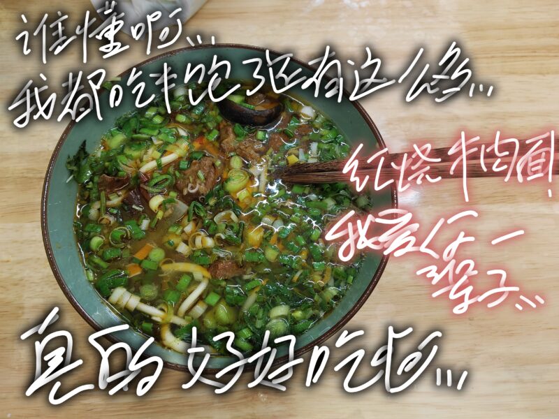 午饭，真的太好吃了...红烧牛肉面我爱你一辈子！-拟人圈